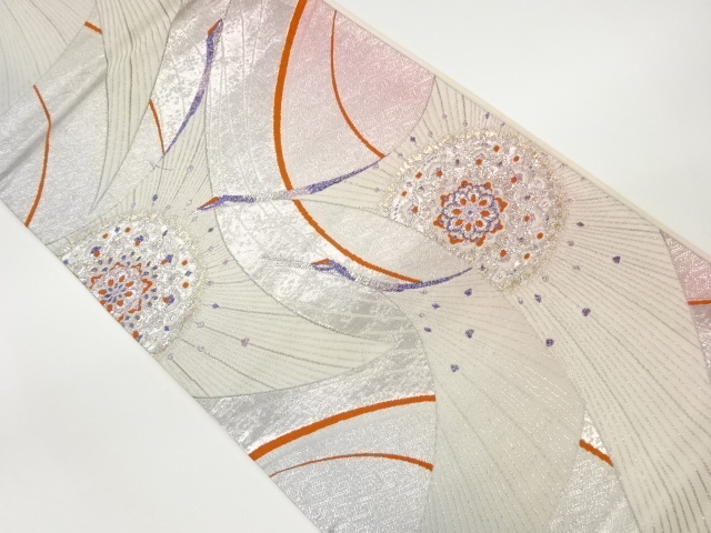 佐賀錦抽象鶴に華紋模様織出し袋帯